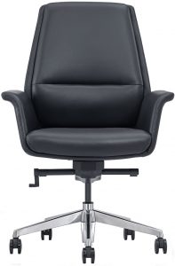 Mid-back black leather office chair