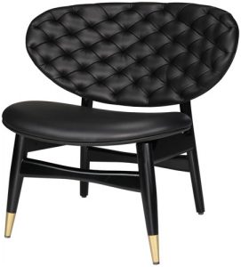 Contemporary black leather chair with tufted back