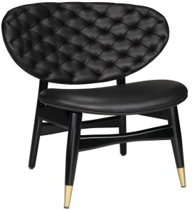 Contemporary black leather studio chair with wide tufted back