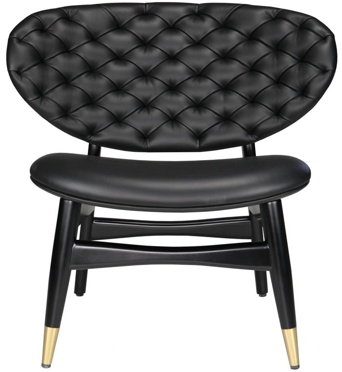 Black Leather Studio Chair with wide tufted back