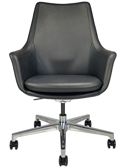 Black faux-leather conference chair