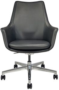 Black faux-leather conference chair, front view