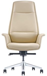 Almond Leather High-back Executive Chair