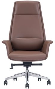 Brown Leather High-back Executive Chair