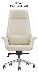 Cream Leather High-Back Executive Chair