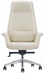 Off-White Leather High-back Executive Chair