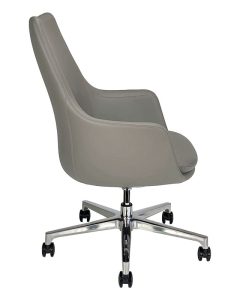 Vegan leather swivel office chair - side view