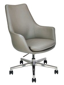 Taupe leatherette swivel chair- front angle