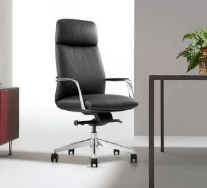 Black leather high back executive chair