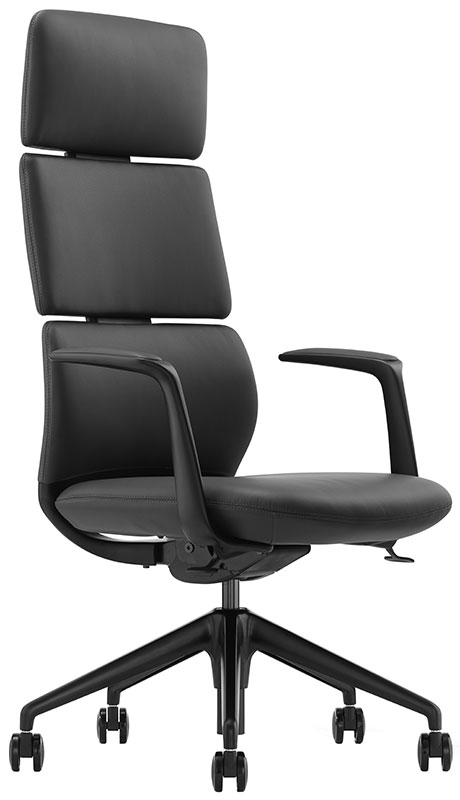 Black leather executive chair - front angle