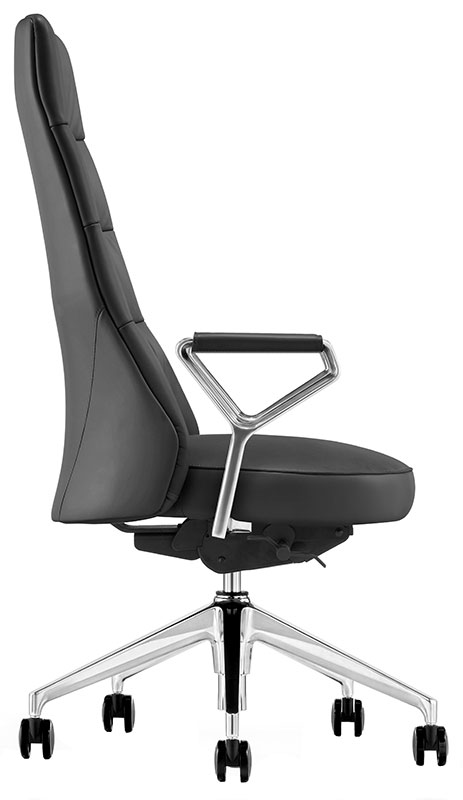 Black leather executive chair - side view