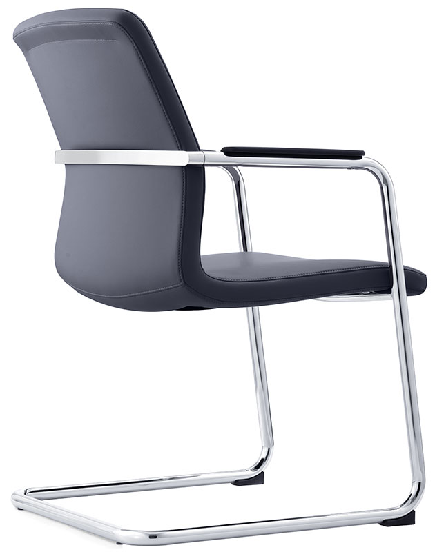 Black leather side chair - back angle