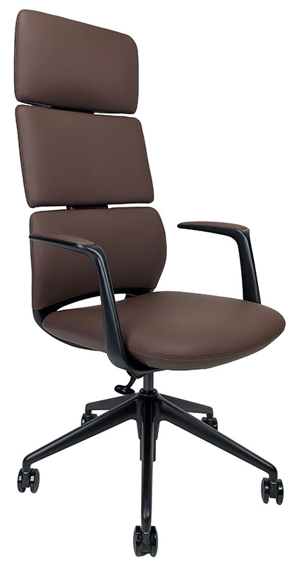 Brown leather executive chair- front angle view