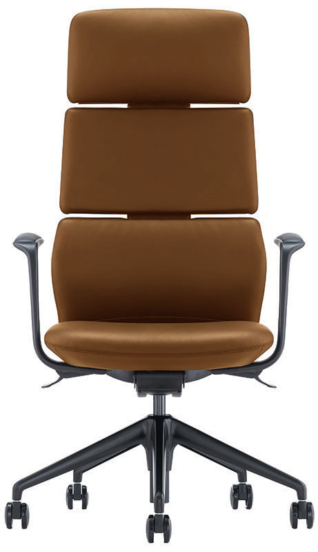 Brown leather executive chair- front view